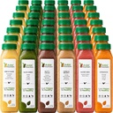 Suco de proteína de 7 dias de limpeza por fonte crua, desintoxicação natural, frutas frias prensadas, vegetais, baunilha e sabor chocolate, sabor saboroso e energizante, 42 garrafas 12 onças, 3 tiros de gengibre