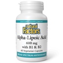 Factores Naturais Ácido Alfa- Lípico + B 600 mg, 60 Cápsulas