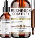 Complexo de Cogumelo Líquido □ Drops Líquidos de Ervas; Suplemento de Cogumelo; Mane de Leão, Reishi, Shiitake, Chaga, Cordyceps, Coriolus Versicolor