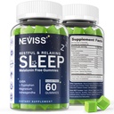NEVISS Melatonina Free Sleep Aid Gummies for Adults - Magnésio Glicinate Gummies - GABA, L-Tryptophan, Magnésio, Ashwagandha - Não-Habit Forming, Ajuda para o relaxamento profundo - Vegan, Lemon Flavor, 1Pack