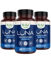 Aninhado Naturals Luna Melatonina Grátis, Não-Habit que forma ervas Suplemento de sono w / Camomila, Valerian, L-Theanina, 180 Cápsulas Vegan (60 Cápsulas por garrafa)