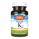 Carlson - Vitamina K2 MK-7 (Menaquinona), 180 mcg, suporte ósseo, biodisponibilidade de cálcio, vitamina K2, vitamina K-2, 90 Softgels