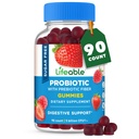 Açúcar vivo livre probióticos com fibra de prebióticos – Grande sabor sabor natural Gummy Suplemento – Keto amigável mastigável – para Gut Saúde e apoio imunológico – para adultos, homem, mulheres – 90 chicletes