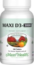 Maxi Saúde Vitamina D3 3000 UI 75 mcg Vitamina D Suplemento para Ossos Saudáveis, Dentes, Suporte Imune - VIT D3 Suplemento Fácil de Engolir Não-GMO, Suplemento para Homens e Mulheres – Kosher (180 Comprimidos)