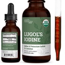 Iodo, Iodo e Iodo de Lugol orgânico Solução de Iodo de Potássio a 2% 3000 mcg - Suplemento Líquido Drops para Apoio à Tiróide para Mulheres e Homens, Metabolismo Saúde, Detox Boost - Não-GMO, 395 Servings (2 Oz)