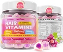 Vitaminas de crescimento do cabelo chicletes filtrados com líquido - Biotina 5000mcg, peptídeos de colágeno hidrolisados, Omega 3-6-9, ácido hialurônico, metilfolato, metilcobalamina - cabelo saudável, pele & unhas Suplemento para mulheres
