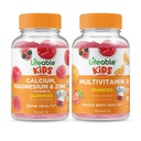 Crianças de magnésio e zinco de cálcio vitalício + Multivitamin Kids, chicletes Bundle - Grande degustação, Suplemento Vitamina, Gluten Free, GMO Free, Gummy mastigável