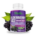 Parker Naturals Organic Elderberry Cápsulas, 4-Way Imune Boost Elderberries, Vitaminas C, D & Zinc Support, 1260.1 mg Suplementos Elderberry para Adultos, 60 Cápsulas