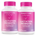 Lactação de Cegonha Rosa Probiótico - 30 bilhões de UFC Probióticos Pós-Natais para Mulheres Amamentadas - Apoiar Leite e Gut Saúde da Mama, Essencial Pós-parto, 60 Cápsulas