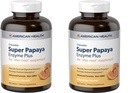 Enzimas de saúde americanas mastigáveis Super Papaya Enzima Plus 360 Comprimidos (Pacote de 2)