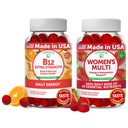 Lunakai Vitamina B12 e chicletes multivitamínicos femininos Bundle - 3000mcg Metilcobalamina Gummy de alta absorção - 100% valor diário de 16 vitaminas e minerais essenciais Suplemento - 30 dias de fornecimento