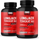 Fator de força Longjack Tongkat Ali Max, Tongkat Ali para homens, resistência masculina e suplemento de vitalidade feito com ingredientes naturais chave para absorção superior, 1200mg, 120 cápsulas, 2-Pack