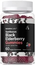 Horbaach Sambucus Black Elderberry Gummies 60 Contagem com Zinco e Vitamina C Vegan, Não-GMO, Extrato sem glúten para adultos