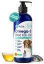 Óleo Líquido de Peixe para Cães com Ómega 3, 6 & 9 Ácidos Gordos, Selvagem Capturada da Islândia, Pele e Revestimento Suplemento para Pastagem, Pele Comichão, Alergias, Saúde Cérebro e Coração, Rico em EPA + DHA - 16 onças
