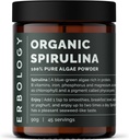 Erbologia Espirulina Orgânica Pó 3,2 onças - 45 Servos - Sustentável Fonte em Portugal - Apoio à Energia e Imunidade - Rico em Clorofila, B Vitaminas, Ferro e Fósforo - Vegan - Livre de OGM