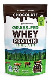 Opportuniteas Grass Fed Chocolate Whey Protein Isolate Powder - 20g de pó de proteína sem adoçantes artificiais, vacas felizes sem hormônios, não OGM - 1lb
