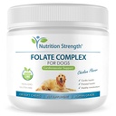 Folato para cães para promover a saúde cardiovascular e pré-natal, suporte síntese de DNA e manutenção celular, ácido fólico para cães com zinco, biotina, ferro e vitamina B12, 120 mastigação suave