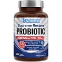 Probiótico para homens e mulheres, 200 bilhões UFC 35 Strains, Prebióticos + Enzimas Digestivas, Suprime Restore Probiótico Suplemento, Alto, Médio, Baixo equilíbrio trato GI, 60 cápsulas de legumes, 1 mês