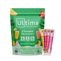 Ultima Replenisher Electrolyte Powder & Instant Tea Drink Mix – TeaFresher Variety, 16 Stickpacks – Sugar Free Electrolytes Hydration Packets with Fruit & Tea Fusions – Plant Based & Keto Friendly​