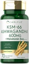Carlyle KSM-66 Ashwagandha Cápsulas 600mg ..70 Contagem .. com Melatonina 5mg .. Complexo Potente ..