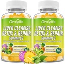 Fígado Cleanse Detox & Repair Gummies with Milk Thistle 3000mg, 24 em-1 Suplemento de saúde do fígado com Dandelion, Alcachofra, Açúcar Free Detox Gummies, Abacaxi sabor - 120 Contagem