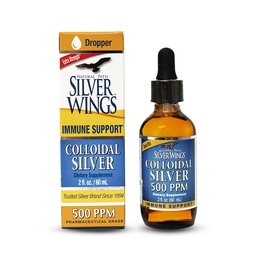 Natural Path Silver Wings Colloidal Silver - Extra Strength Liquid Immune Support Supplement - 500ppm (2500mcg) - 2 fl oz Dropper