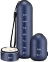 Zannaki Metal Moisture Proof Weekly Pill Organizer, Stackable Alumínio Liga BPA Free Travel Caminhadas 7 dias caixa de comprimidos impermeável e grande compartimento para segurar pílulas, vitaminas, óleo de peixe, suplementos