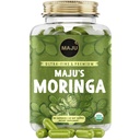 Maju Superfoods Organic Moringa Cápsulas, Folha de Oleifera, Folhas de Moringa de Qualidade Extra Fina, Folhas de Árvore de Tambor Secas, Cápsulas de Suplemento de Extrato de Moringa Orgânica (90 ct)