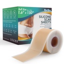 Profissional Silicone Scar Sheets (1,6" x 150" Scar Roll-3,8M) - Scars Removal Treatment - Reutilizável Silicone Scar Tape Strips Tipo para Kelóide, C-Seção, Cirurgia, Queima, Acne et