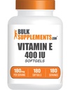 BulkSuplementos.com Vitamina E 400 UI Softgels - Suplemento Vitamina E, como D-Alpha-Tocoferol, Antioxidantes - Gluten Free, 1 Softgel por serviço, 180 Count (Pacote de 1)