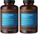 Elementos Complexo de cálcio com vitamina D, 250 mg Cálcio (3 por serviço), Vegan, 195 Cápsulas (Pacote de Maio Vary), Suporta ossos fortes e saúde imune (Pacote de 2)