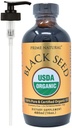 PRIME NATURAL Oil de semente preta orgânico 16 onças - frio prensado não refinado alta timoquinona 1,7% USDA Certificado - origem turca Potente Nigella Sativa Liquid - Vegan Omega 3 6 9, Antioxidante