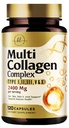 Multi Colágeno Peptídeos 2400mg para Mulheres – Melhor Complexo de Colágeno Hidrolisado com 5 Tipos (I, II, III, V, X) - Feita de grama - Cabelo, Pele, unhas, osso e Apoio Conjunto para Beleza e Bem-Estar – 120 Cápsulas