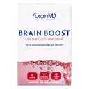 BrainMD Dr. Amen Brain Boost On The Go - 10 Packets, Berry Flavor - Nootropic Drink Powder, Promove foco, clareza e energia mental - Cafeína livre, sem glúten - 10 Servings