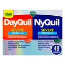 VICKS DayQuil & NyQuil Severe Co-Pack, Medicina fria e gripal, Alivio poderoso para dor de cabeça, febre, garganta dolorida, dores menores, congestão, pressão sinusal, nariz abafado, e tosse, 48 LiquiCaps
