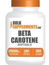 BulkSupplements.com Beta caroteno 25000 UI Softgels - Suplemento de vitamina A, Suplementos de beta caroteno - para suporte ocular, sem glúten, 1 Softgel por serviço, 365 contagem (Pacote de 1)