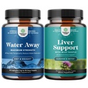Pacote de pílulas de água away força máxima - pílulas diuréticas de ervas para retenção de água para alívio de enchimento de ação rápida e Fígado Cleanse Detox & Repair Formula - Suplemento de suporte de ervas