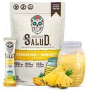 Salud 2-em-1 Pacotes de hidratação + Imunidade Eletrólitos Pó, Abacaxi - Água Fresca Drink Mix, Elderberry, Laticínios e Soja Grátis, Não-GMO, Glúten Livre, Vegan, Baixa Caloria, 1g Açúcar (15 Servings)