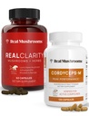 Real Cogumelos RealClarity (60ct) e Cordyceps (120ct) Cápsulas Pacote - Suplemento Cogumelo para Clareza Mental, Foco, Energia & Vitalidade - Vegan, Não-GMO, Verificados Níveis de Beta-Glucans