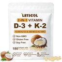 2-em-1 Vitamina D3 K2 Suplemento Softgel, Vitamina D3 10000 UI e Vitamina K2 200 mcg, K2 MK7 com D3 Suplemento de Vitamina Suporte Imune, Coração, Joint, Dentes & Saúde Óssea