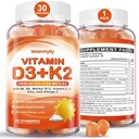 Vitamina D3 K2 Gummies para Adultos - Vitamina D3 5000UI + K2 (MK-7) 120mcg - Suplementos sem açúcar D3 e K2 com Omega-3, Metil B12, B9, B6, Vitaminas E & Zinco - para Absorção de cálcio e Saúde Imune