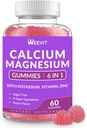 Açúcar sem pastilhas de cálcio Suplemento 600mg, gomas de zinco de magnésio de cálcio com vitamina D3 K2, potássio, alta absorção CA Gummy para osso, dentes e músculo