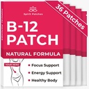 B12 Patches (Pacote de 36) - 100% Natural Patches Vitamina para Mulheres, Energia, Foco e Apoio ao Corpo, Auto-adesivo Patches Transparentes - Fórmula melhorada