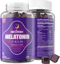Melatonina Gummies 3mg 5mg 1mg - Apoio ao ciclo calmo saudável com 5HTP, L-Theanina, Limão Balm, Camomila, Paixão Flor, Vitamina D3 para apoio imunológico - Baixo açúcar, Gelatina Livre, Vegan - 60 Condes