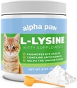 Alfa Paw - Grau humano para animais de estimação - Cat Lysine Suplemento - Extra Servings 5-10 Mês de Abastecimento - Lisina Natural (8 Ounces/227 Grams)
