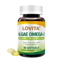 Lovita Algas Omega-3, Vegan e baseado em plantas DHA & DPA, Alternativa de óleo de peixe, 1000mg Óleo de algas, Apoiar a saúde do coração e do cérebro, Carrageen-Free, 90 Softgels