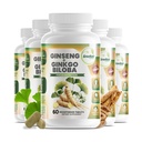 GreeNatr Ginko Biloba & Panax Ginseng Suplemento - Ginseng vermelho para memória e foco - Ginkgo Biloba para boa visão, sistema imunológico e fluxo de sangue melhorado (360 comprimidos: 6 garrafas)