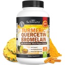 Quercetin açafrão com suplemento de bromelaína - Imune de força extra natural e apoio conjunto com Pimenta preta BioPerine para Absorção Max - Suplemento de bromelaína tumérica orgânica Vegan seguro, Não-GMO