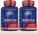 Neuro Plus Brain & Focus Formula - Nootropic Brain Booster Supplement, Suporta Saúde do Cérebro, Clareza Mental e Foco - Melhora a Concentração e Energia Mental – 120 Cápsulas (2)