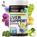 BIO KRAUTER Suplemento de fígado chicletes - 60 Vegan mastiga w/Milk cardo, Raíz de dente-de-leão para limpeza de fígado & Detox - 80% Silymarin